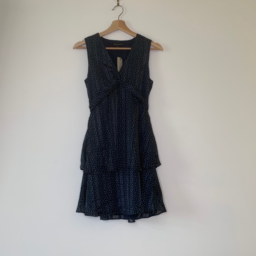 Banana Republic Petite Navy blue polka dot dress